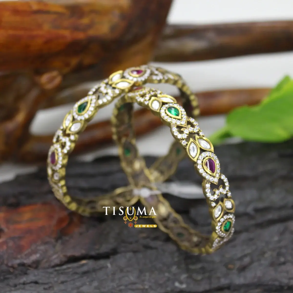 Antique Teardrop Ruby Bangles